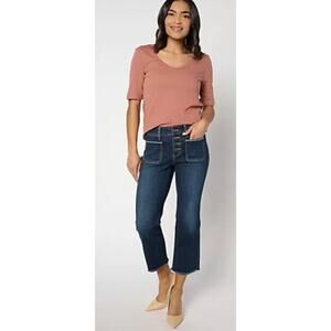 NYDJ Marilyn Ankle Embroidered Denim Jeans Lotus Gardens Womens 24W Petite New